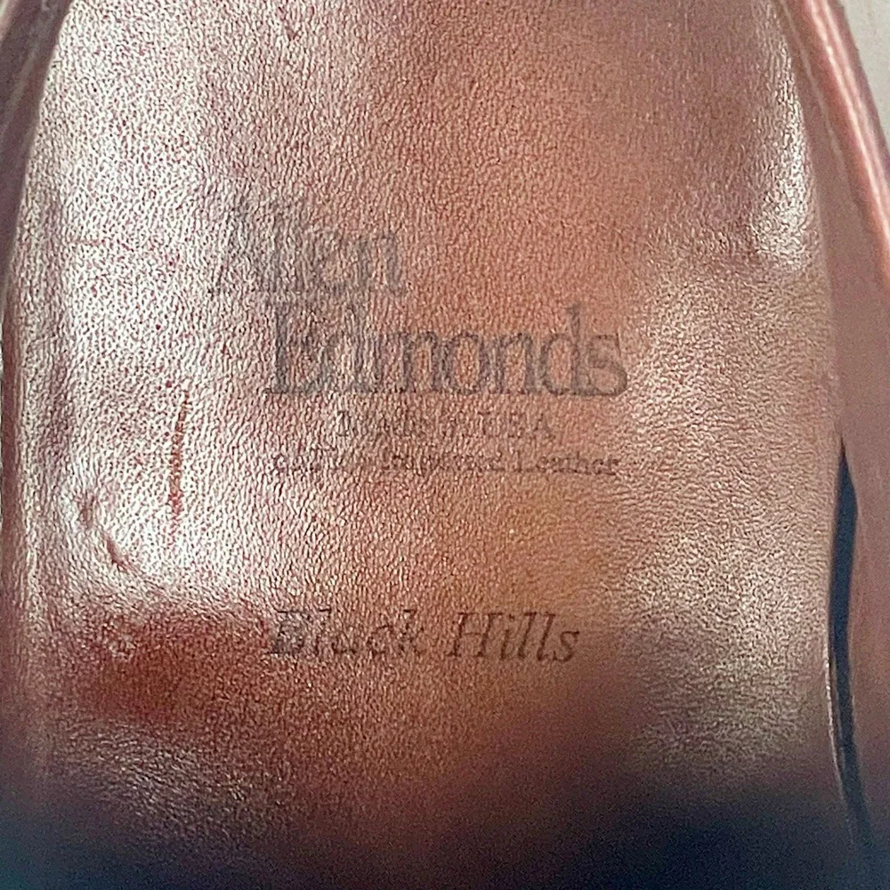 Allen Edmonds Black Hills Men's 12 E Wide Leather Plain-Toe Derby Blucher Shoes